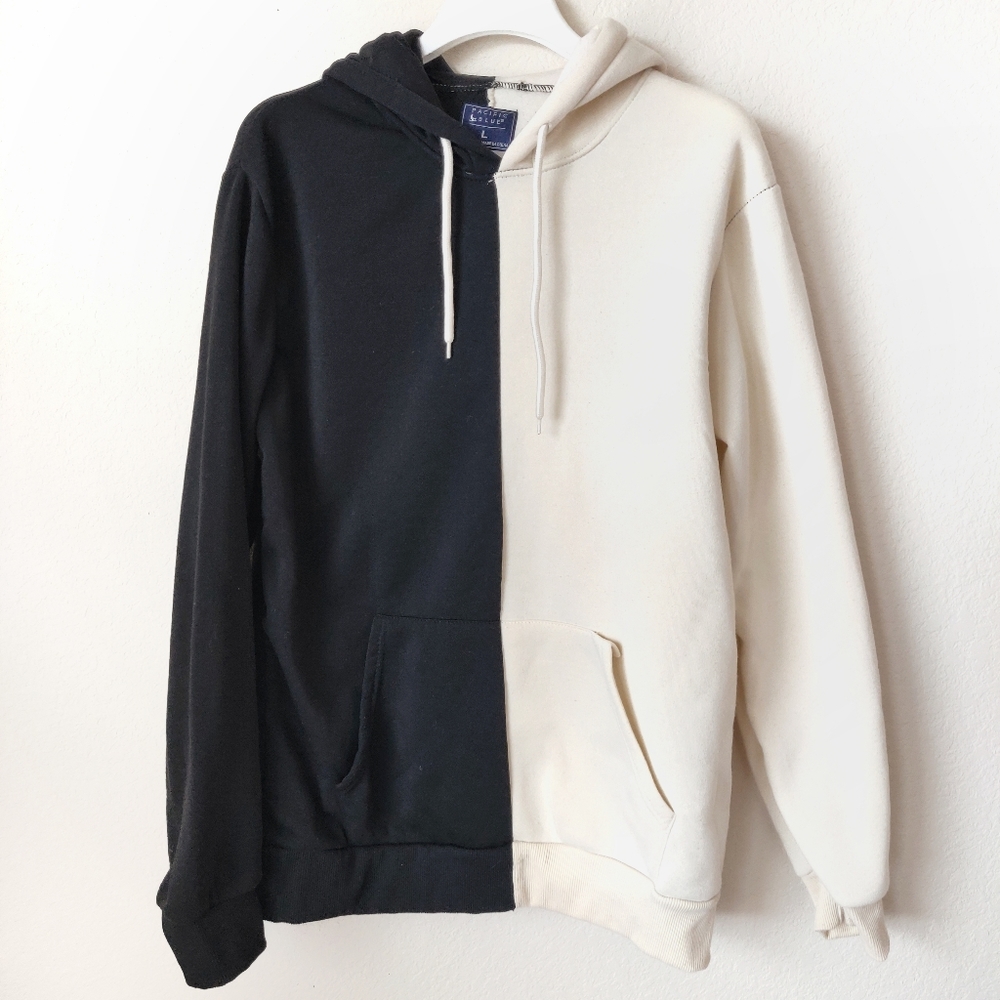 Half black half white hoodie